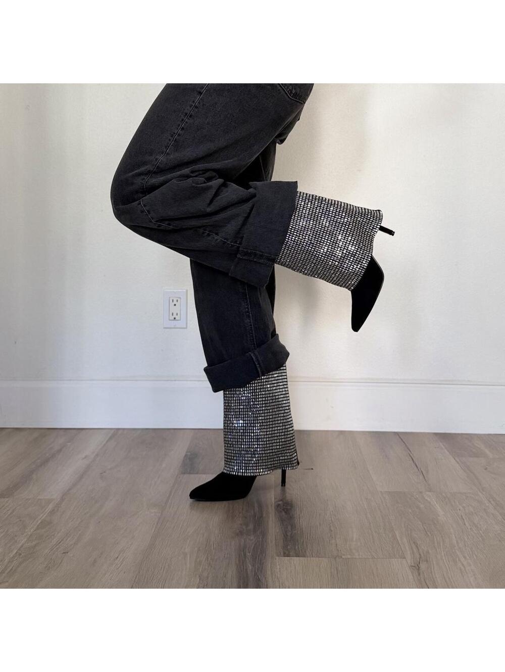 Fashion Nova Women's Black and Grey Boot